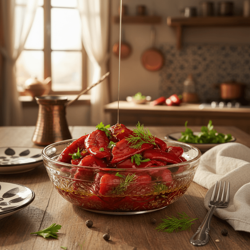 Zeytinyağlı Közlenmiş Biber Mezesi Tarifi - Geleneksel Lezzet