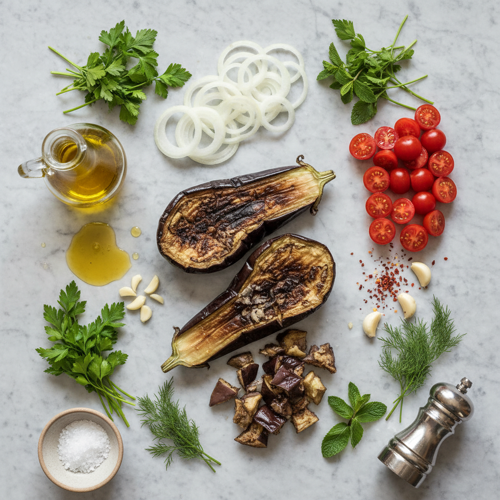 Zeytinyağlı Közlenmiş Patlıcan Salatası Tarifi - Gorsel 4
