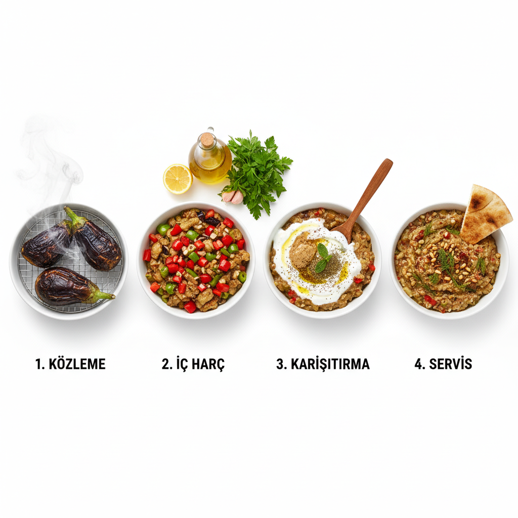 Zeytinyağlı Közlenmiş Patlıcan Salatası Tarifi - Gorsel 6
